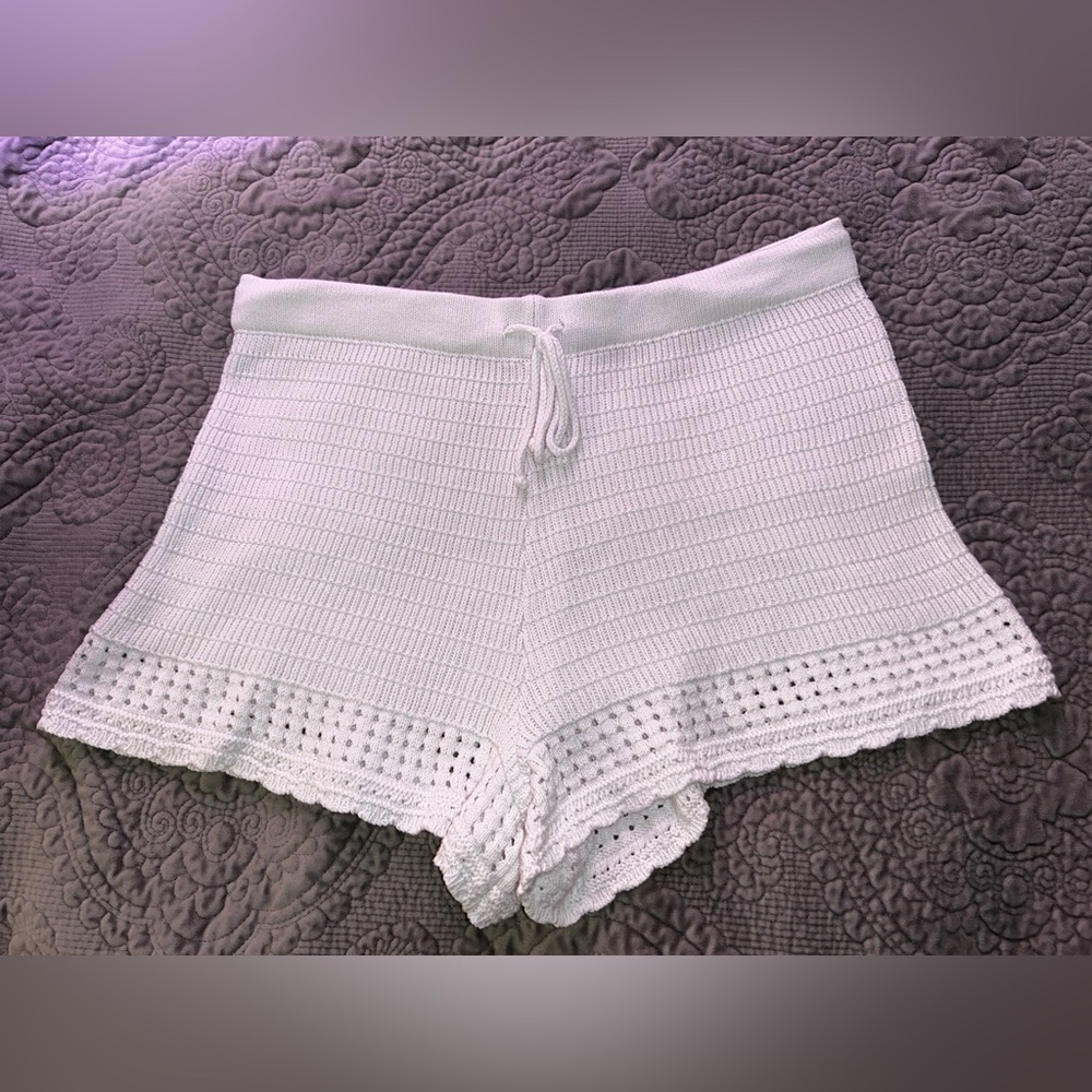 Aerie White Knit Shorts with Drawstrings